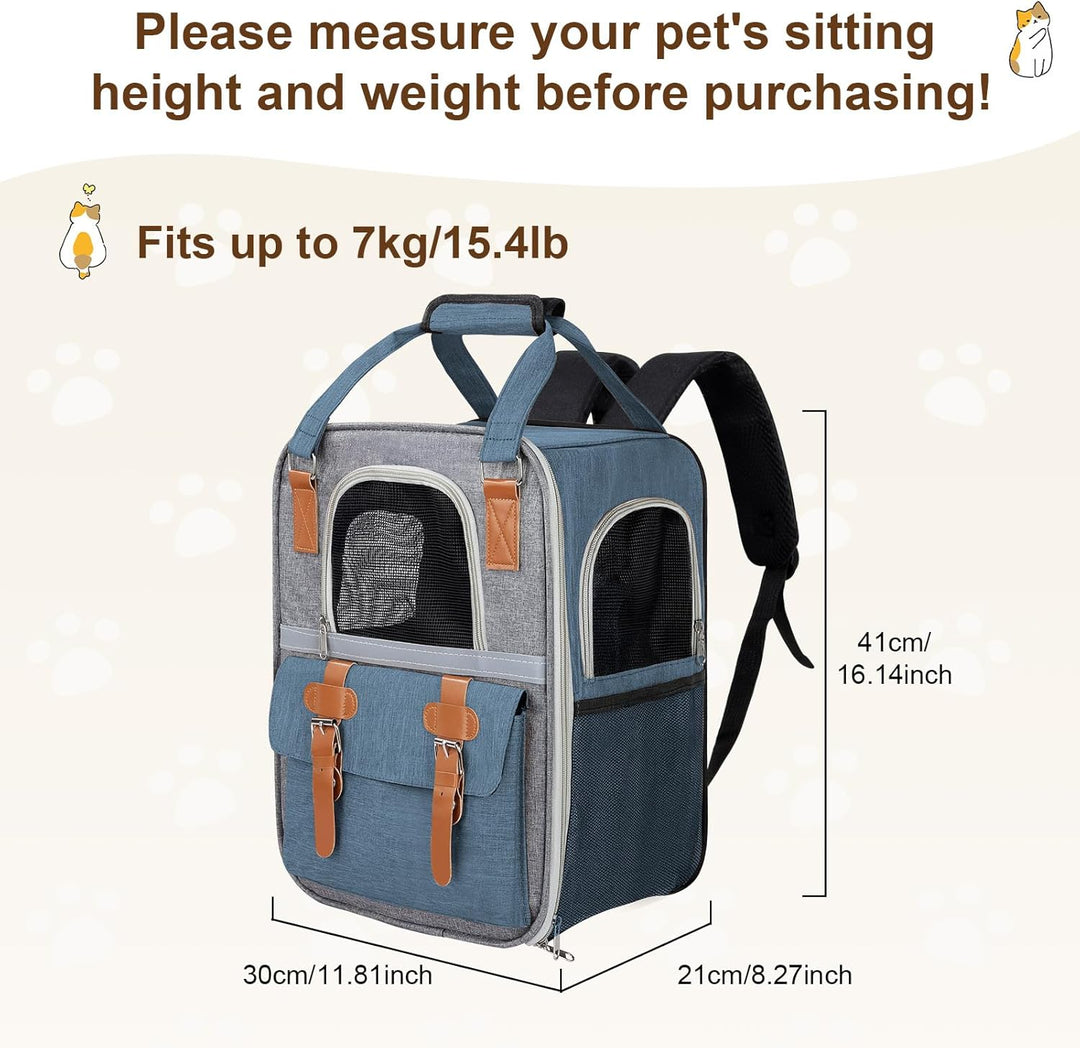 Haustier Rucksack für Katzen & Kleine Hunde,Atmungsaktiver Tragbare Katzenrucksack mit Sichtfenster,