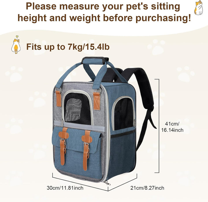 Haustier Rucksack für Katzen & Kleine Hunde,Atmungsaktiver Tragbare Katzenrucksack mit Sichtfenster,