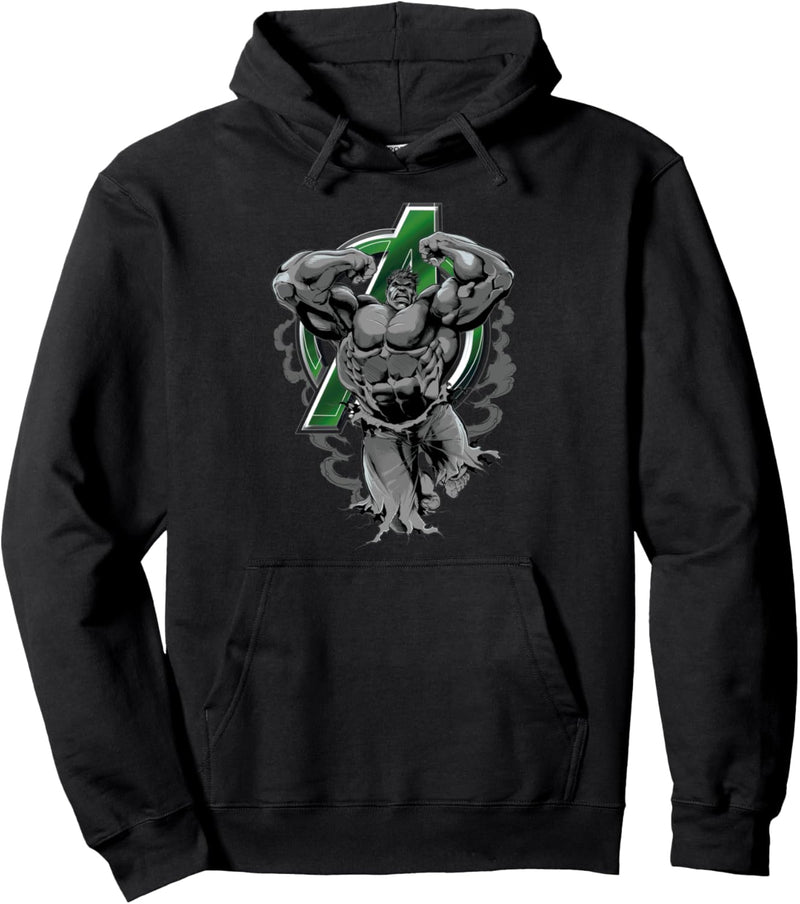 Marvel Hulk With The Avengers Logo Background Pullover Hoodie