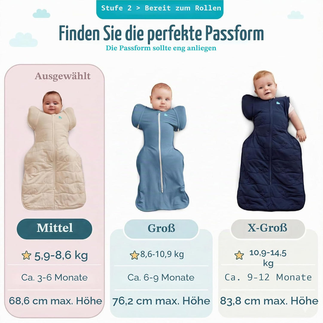 Love To Dream Wickelsack für den Übergang, Grösse M, 6–8,5 kg, Deep Olive, eng anliegende Passform F
