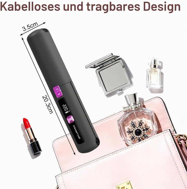 2 in 1 Glätteisen, 4500mAh Haarglätteisen, Kabellos Haarglätter, Keramik-Turmalin-Beschichtung, Weni