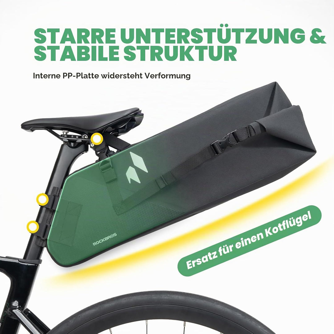 ROCKBROS Bikepacking Satteltasche 13L Wasserdicht, Fahrradtasche Sattel mit Halterung, Fahrrad Sitzt