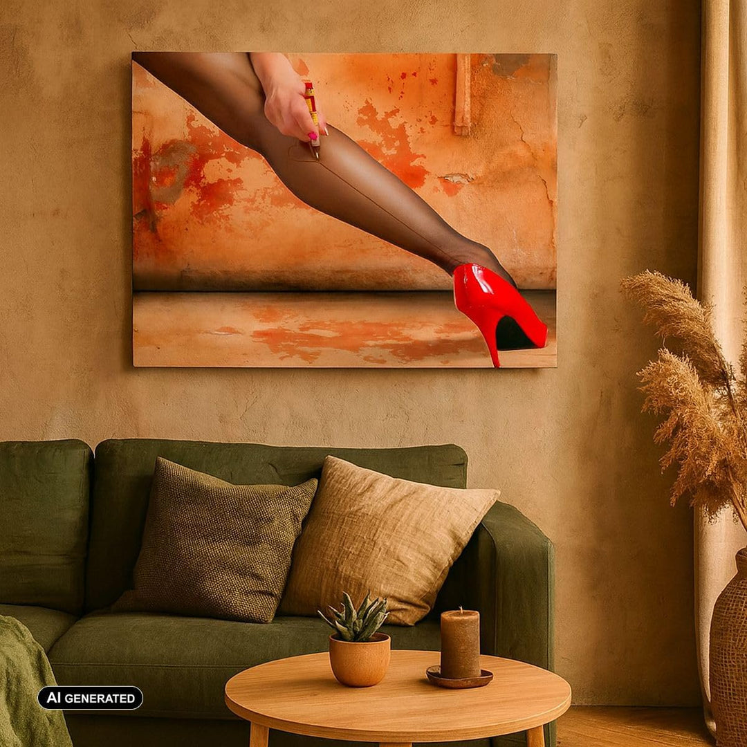 ARTTOR Bilder auf Leinwand Bein Strumpf Mode Ferse Leinwandbild 70x50cm Wandbilder Dekoration Wohnzi