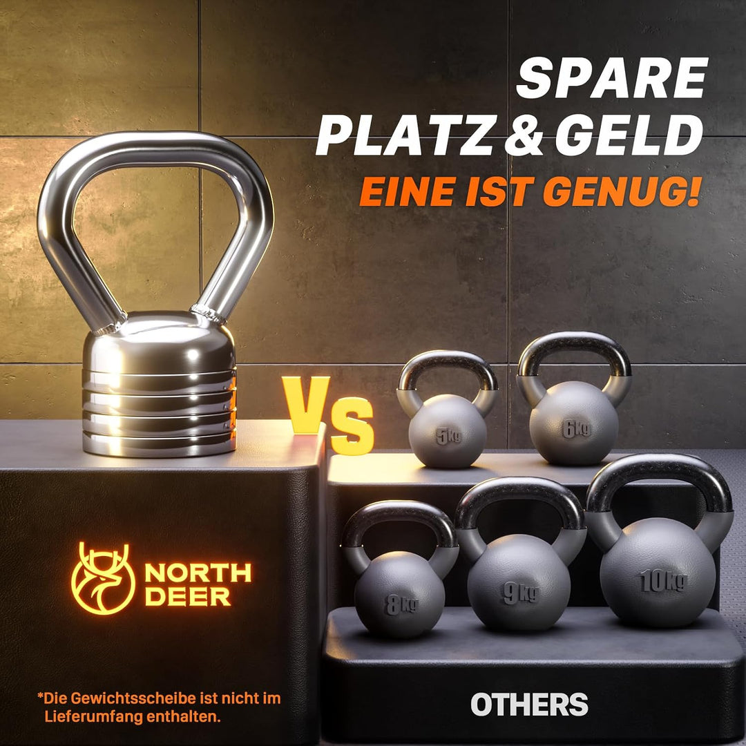 Northdeer Stahl Kettlebell Verstellbar Kugelhantel Einstellbar 5 kg / 10 kg | für Krafttraining Fitn