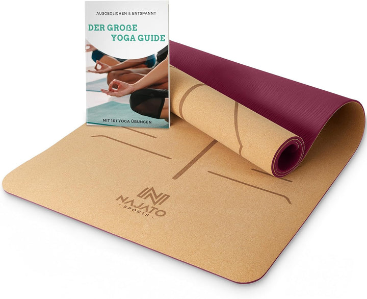 Sports Yogamatte Kork – Rutschfeste Yoga Matte mit Tragegurt & E-Book (PDF Datei) – Trainingsmatte 1