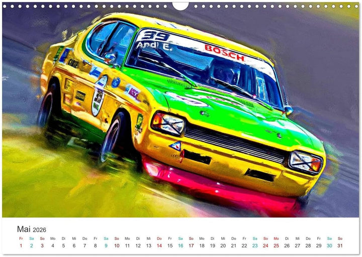 Kultautos - Capri und Escort (Wandkalender 2026 DIN A3 quer), CALVENDO Monatskalender: Autos mit spo