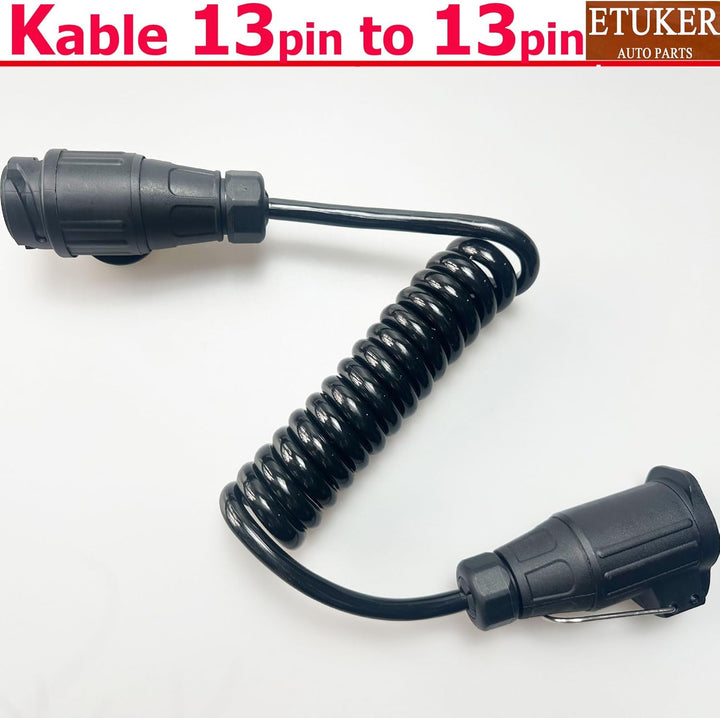 Anhänger Adapter Spiralkabel 7 Polig Max.2M,13 auf 13 Anhänger Verlängerung Kabelverbinder fur LKW R