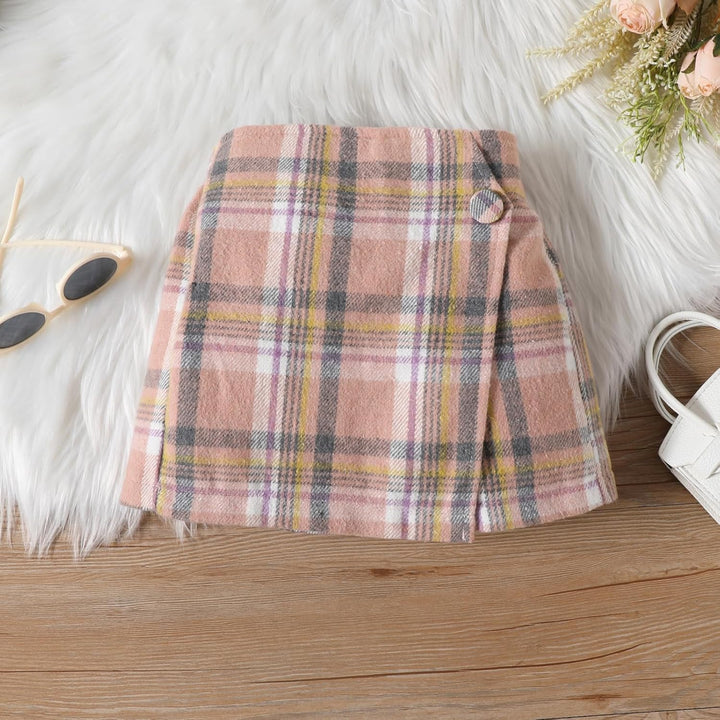 Kleinkind Baby Mädchen Kleidung Langarm Gerippte Oberteile Plaid Tweed Muster Rock Baskenmütze Herbs