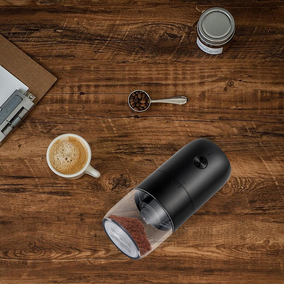 HUSPOO Elektrische Kaffeemühle mit Keramik Kegelmahlwerk, USB Wiederaufladbare Getreidemühle, Tragba