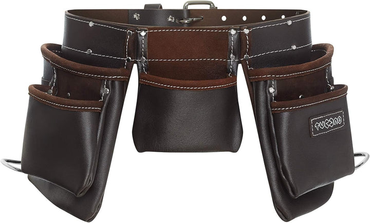 12 Taschen Schreiner Ölüberzogenes Leder Werkzeuggürtel | Handwerker Arbeits Gürtel Schürze für Männ