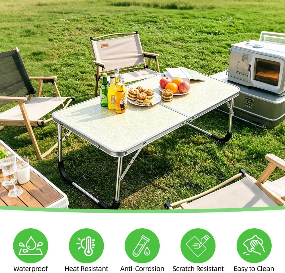 Aomig Campingtisch Klappbar, Kleiner Klapptisch, Tapeziertisch Tragbar Multifunktionstisch, Frühstüc