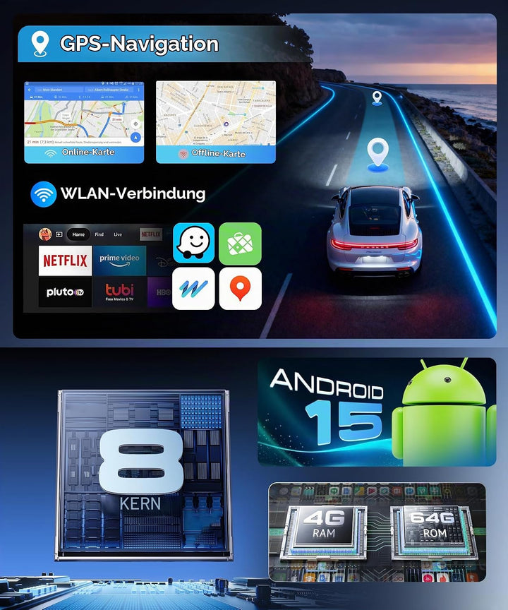 8 Kern 4G+64G Autoradio Android 15 für Volvo XC90 2004-2013, 9&