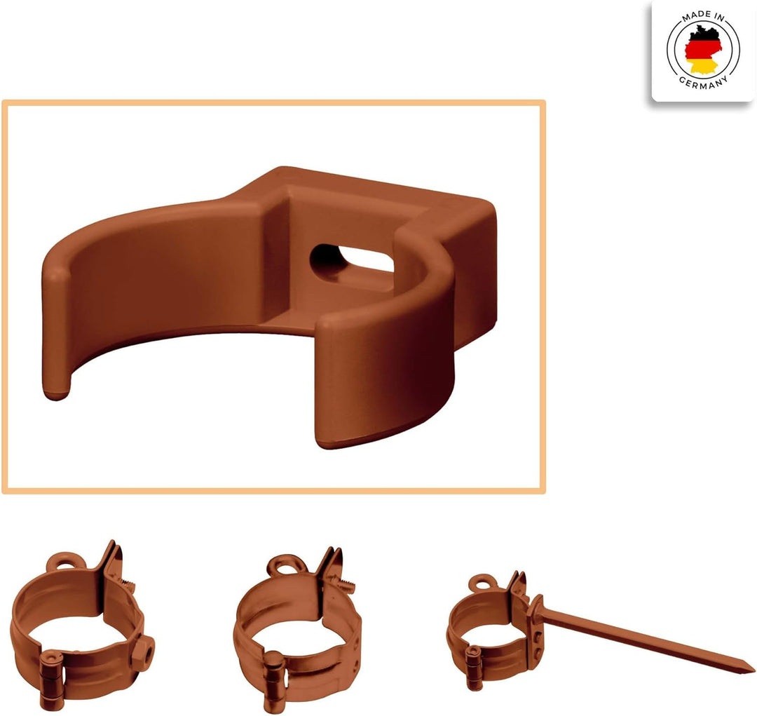 INEFA Rohrschelle Clip, PVC-U DN 50, 25 Stück Braun Fallrohrschelle, Dachrinnenzubehör, einfache Mon