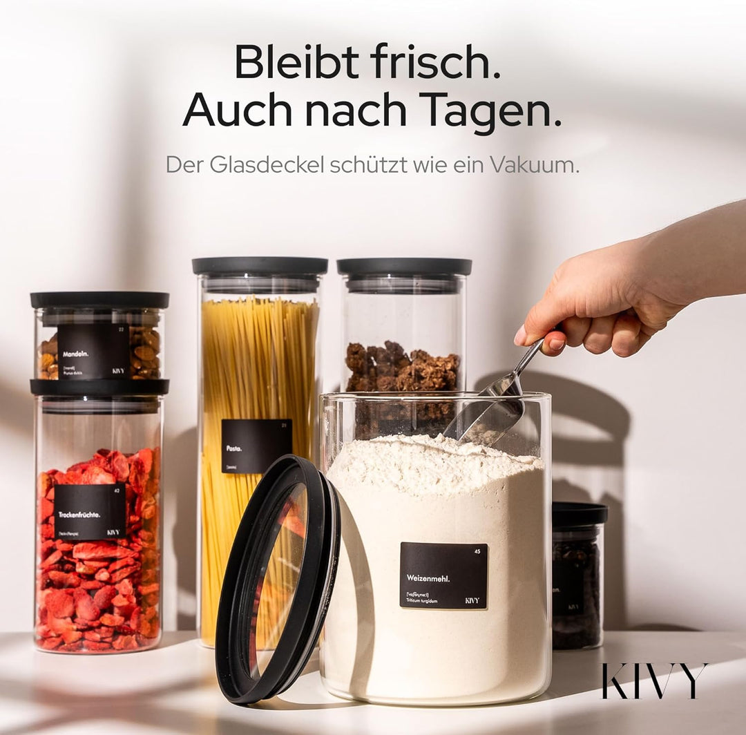 KIVY Vorratsgläser mit transparenten Glasdeckel [4x 500ml] Luftdichte Aufbewahrungsgläser mit Deckel