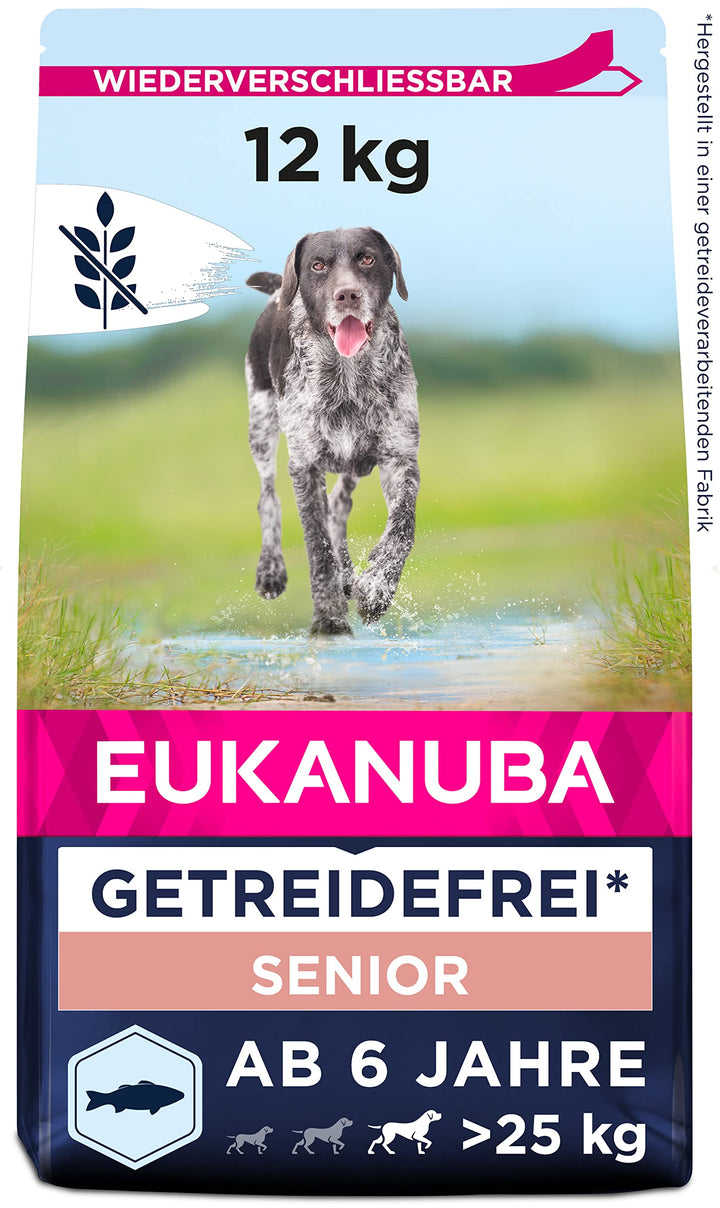Eukanuba Hundefutter getreidefrei mit Fisch für grosse Rassen - Trockenfutter für Senior Hunde, 12 k