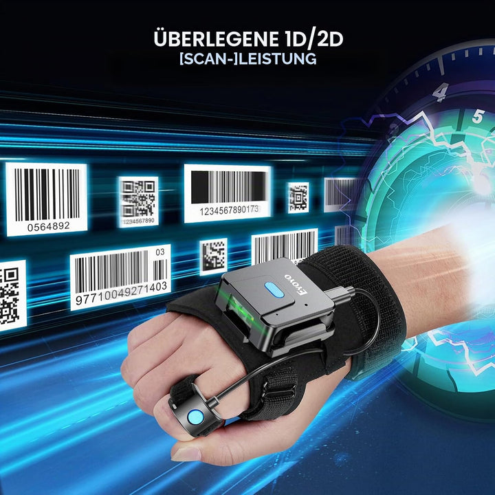 Eyoyo Wearable Glove QR Code Scanner, 1D 2D Finger Ring Bluetooth Barcode Scanner, Left&Right Hand W