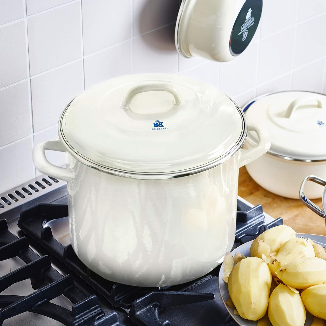 BK Indigo Holländisches Erbe Deutscher Emaillierter Suppentopf mit Deckel mit PFAS-Freier Keramik-An