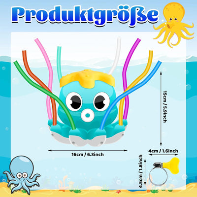 JONRRYIN Wasserspielzeug Kinder Outdoor Spielzeug, Oktopus Sprinkler Gartenspielzeug Draussen Wasser