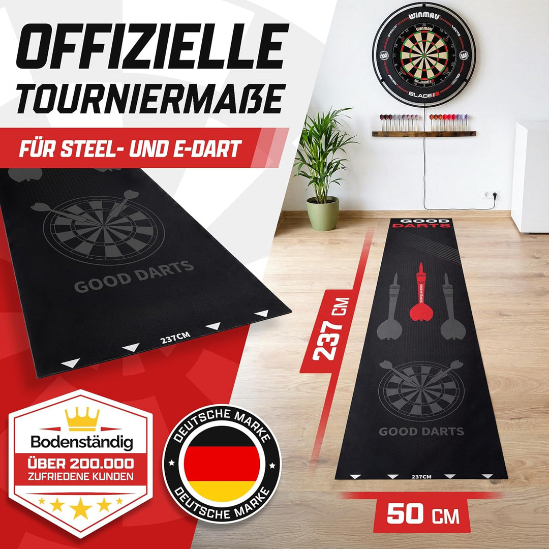Wurfmatte für Darts mit Abwurflinie, Punkteleiste & Schutz Modern, Modern