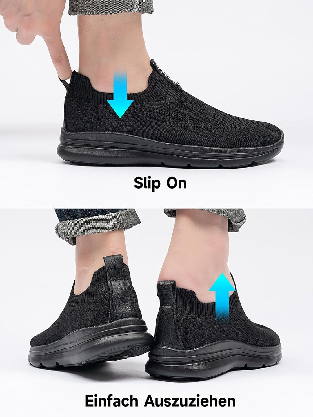 ODCKOI Herren Slip-On Walkingschuhe,Leichte Sneaker mit mehr Platz | Leichte Herren Slip-On Sneaker