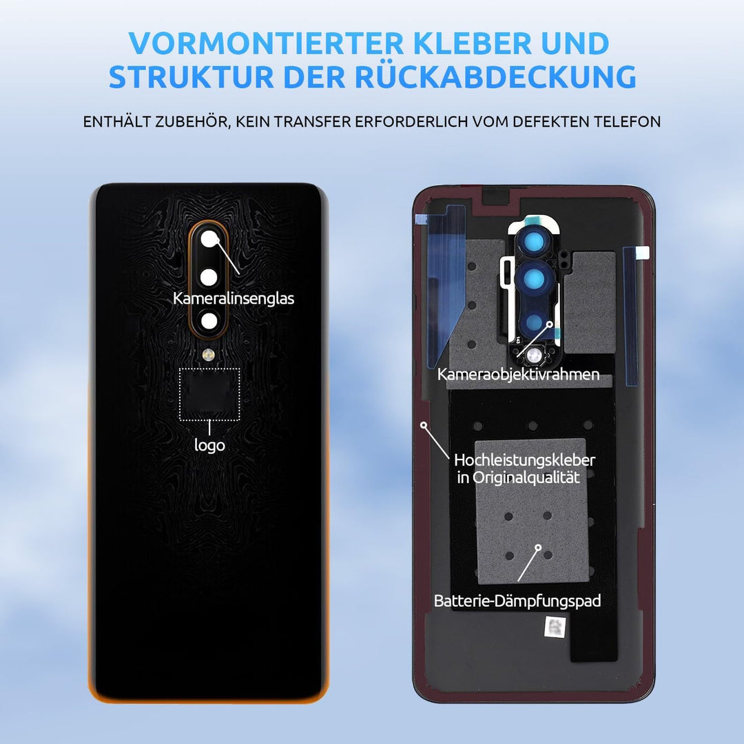 Eonpam Akkudeckel für OnePlus 7T Pro Rückseite Glas Original Backcover Back Glas Ersatz Reparatur Se