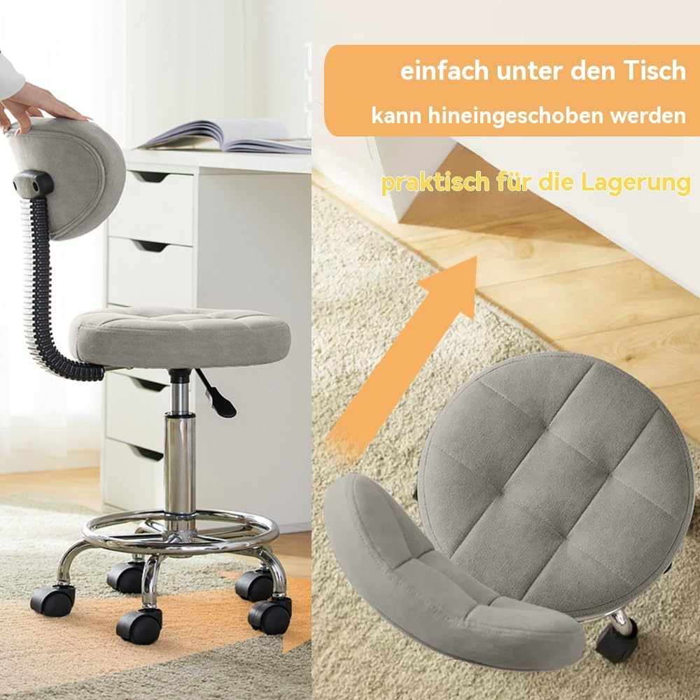 Moderner Bürodrehstuhl - Rollhocker mit Niedriger Rückenlehne und Höhenverstellung - Drehbare Arbeit