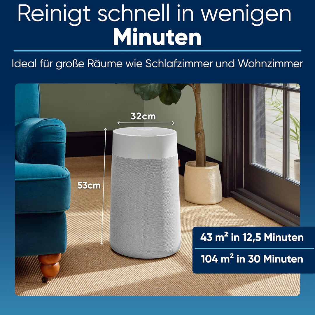 BLUEAIR Luftreiniger für grosse Räume, reinigt 206 m² in 1h, HEPASilent Luftwäscher für Schlafzimmer
