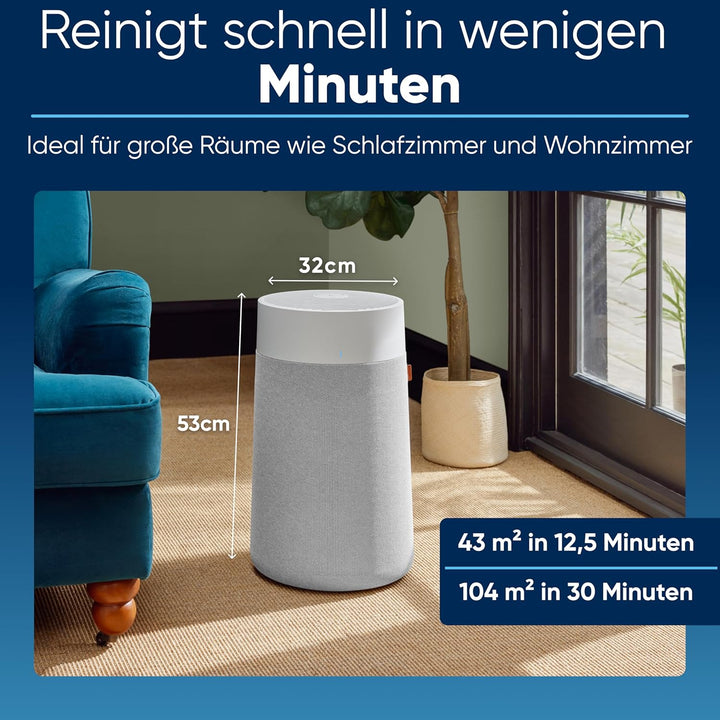 BLUEAIR Luftreiniger für grosse Räume, reinigt 206 m² in 1h, HEPASilent Luftwäscher für Schlafzimmer