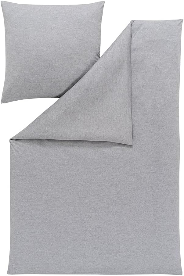 ESTELLA Bettwäsche Takoma | Grau | 155x220 + 80x80 cm | bügelfreie Interlock-Jersey-Qualität | | pfl