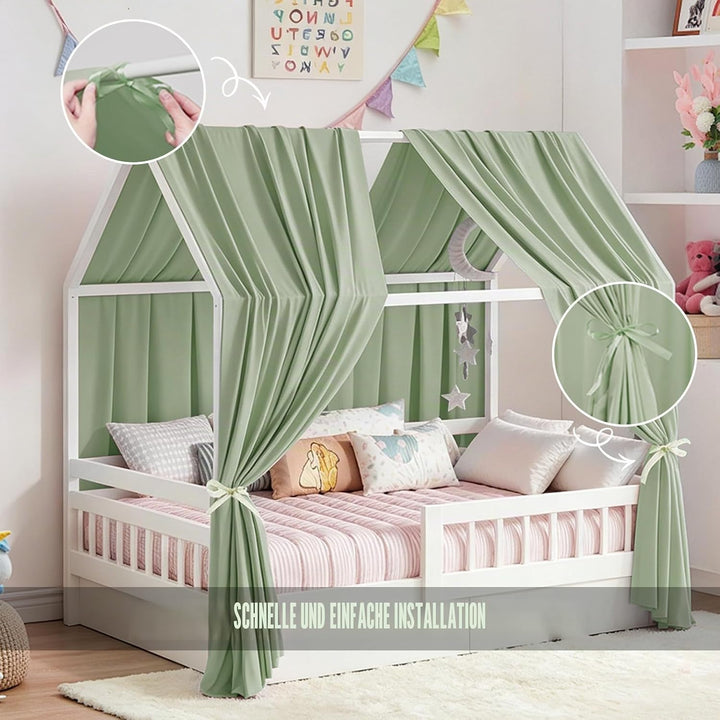 Hausbett Himmel, 2PCS Betthimmel Hausbett, Musselin himmelbett vorhänge, Hausbett Vorhang für Hausbe