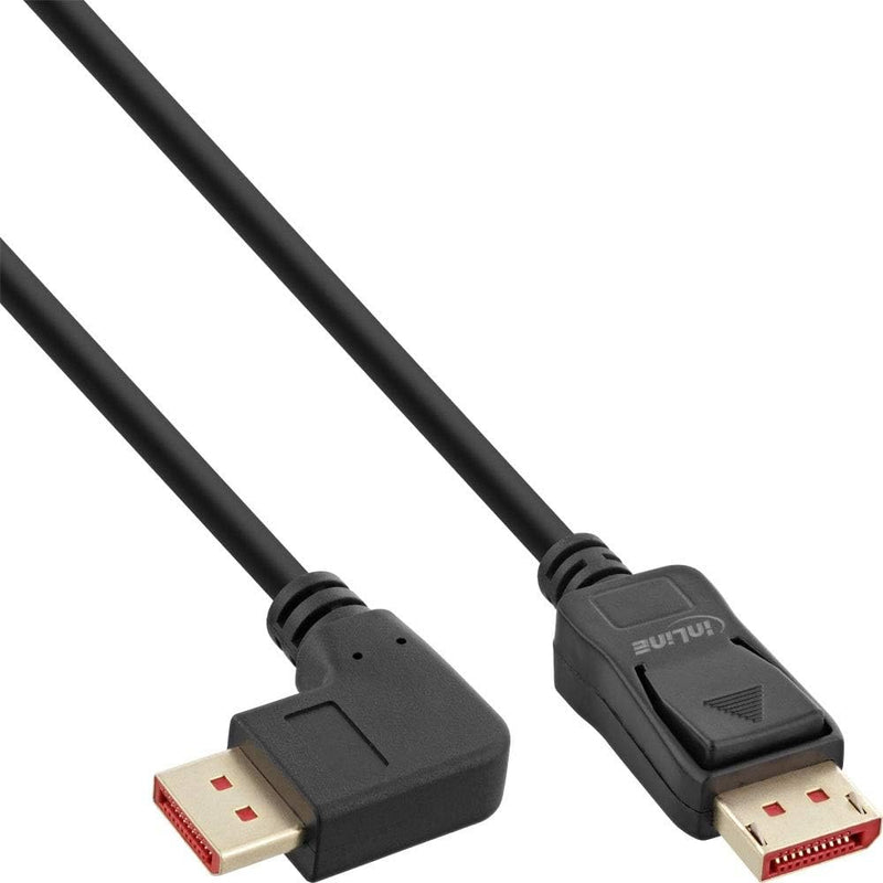 InLine® DisplayPort 1.4 Kabel, 8K4K, rechts gewinkelt, schwarz/gold, 2m 2m Single, 2m Single