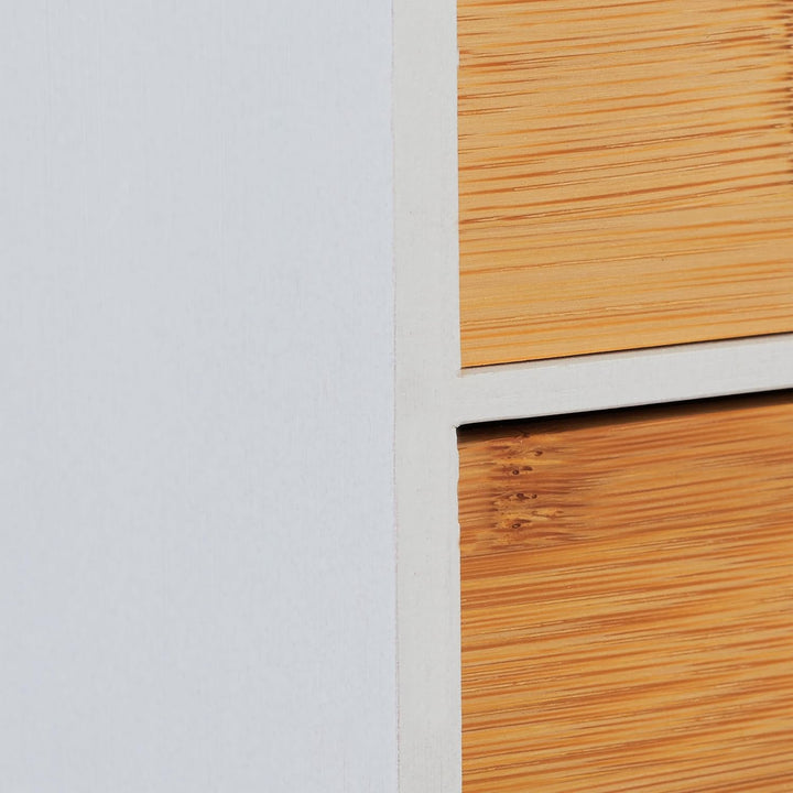 Relaxdays Schubladenbox, Bambus & MDF, HBT: 28x17x21,5 cm, Mini-Kommode 3 Schubladen, Schreibtisch O