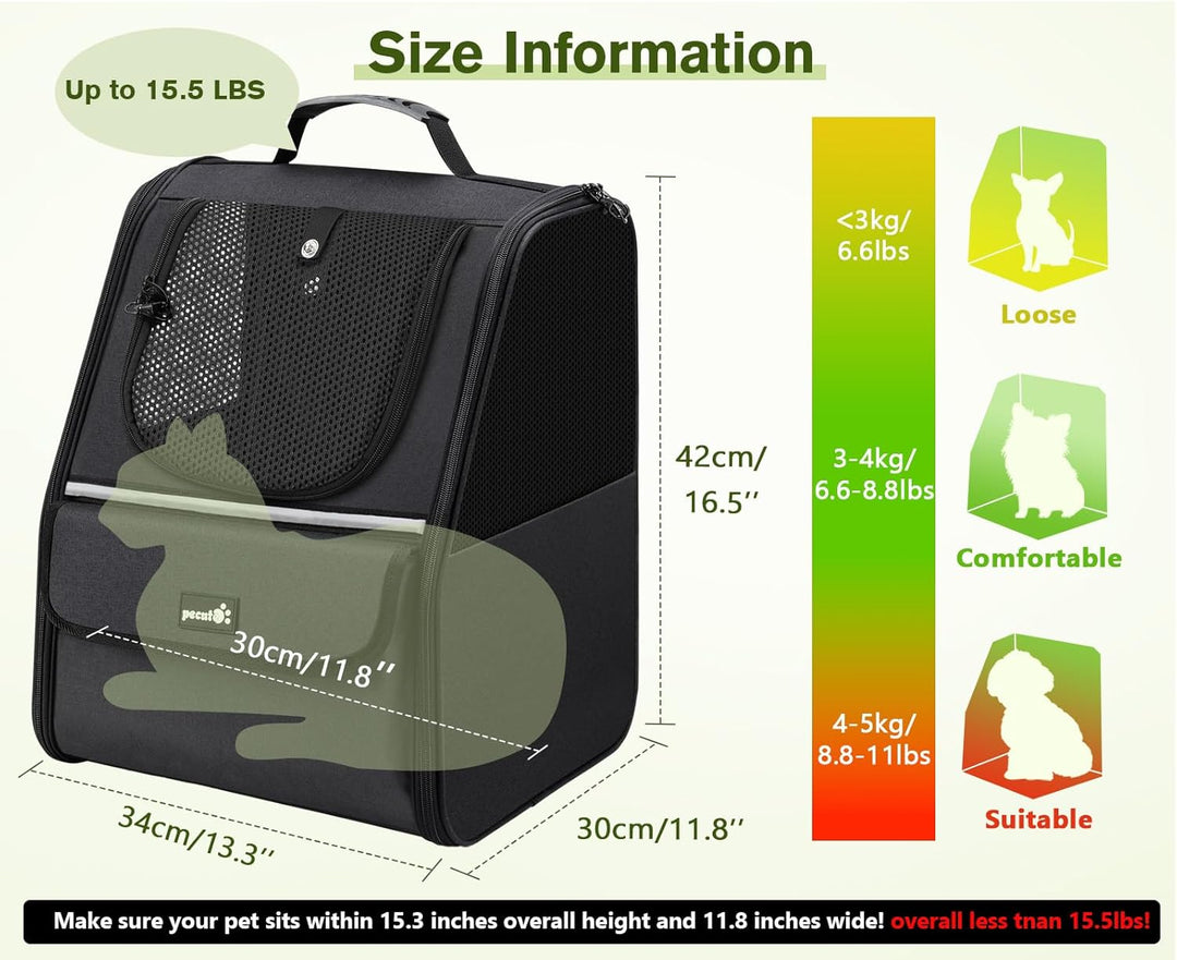 pecute Katzenrucksack Haustier Rucksack mit Netzfenster, Tragbare und Faltbare Katzentasche, Atmungs