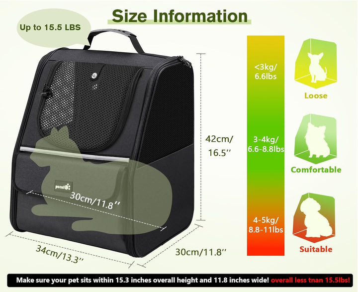 pecute Katzenrucksack Haustier Rucksack mit Netzfenster, Tragbare und Faltbare Katzentasche, Atmungs