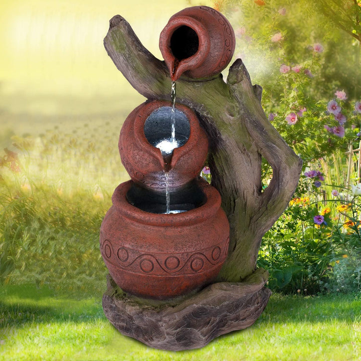 Gartenbrunnen Brunnen Zierbrunnen Zimmerbrunnen Springbrunnen Brunnen mit LED-Licht 230V Wasserfall