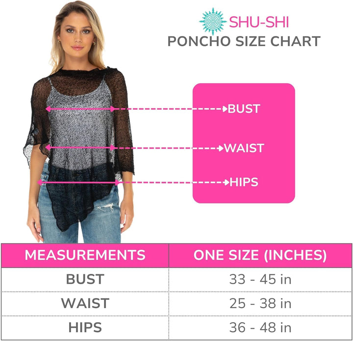 SHU-SHI - Damen Poncho-Top - transparent - leichtes Strickmaterial Cremiges Gelb, Cremiges Gelb