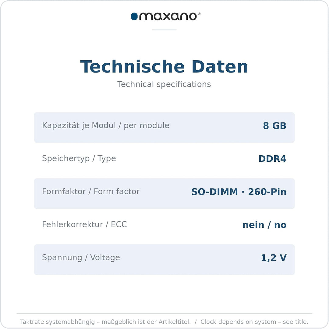 Maxano 8GB RAM kompatibel mit Synology DiskStation DS220+ (PC4-21300 SO-DIMM Arbeitsspeicher), 8GB