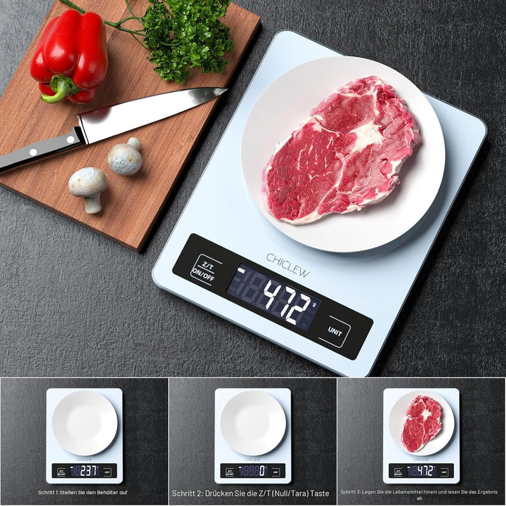 Digitale Küchenwaage Digitalwaage, 5KG Electronische Waage Küchen Digital bis zu 1-g-genau, Haushalt