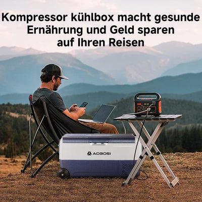AAOBOSI Kompressor Kühlbox 36L, Kühlbox Auto Mit WiFi-APP-Steuerung, 12/24V und 100-240V Kühlbox Ele