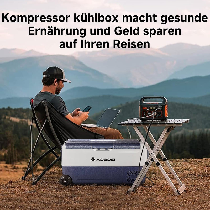AAOBOSI Kompressor Kühlbox 36L, Kühlbox Auto Mit WiFi-APP-Steuerung, 12/24V und 100-240V Kühlbox Ele