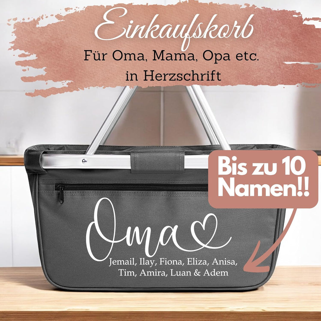 Personalisierter EINKAUFSKORB für OMA, faltbar und robust – Geschenkidee für Geburtstag, Weihnachten