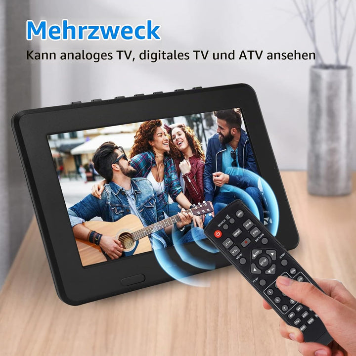 Tragbarer 7 Zoll Digitalfernseher, Auto Breitbild LED Fernseher mit 1500 mAh Lithiumbatterie, Unters