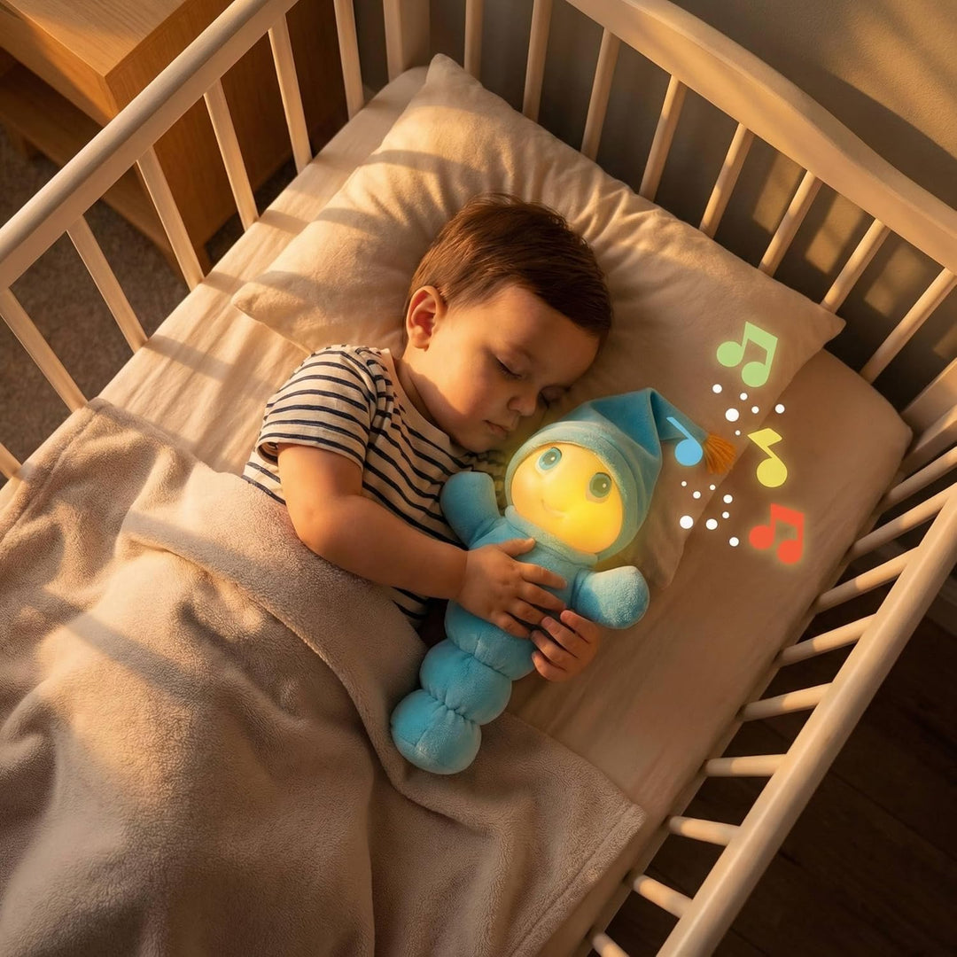 MOLTO | Gusy Luz® Blauer Regenbogen, Kinder-Nachtlicht, Klassische Schlafpuppe, 2 Schlaflieder zum T