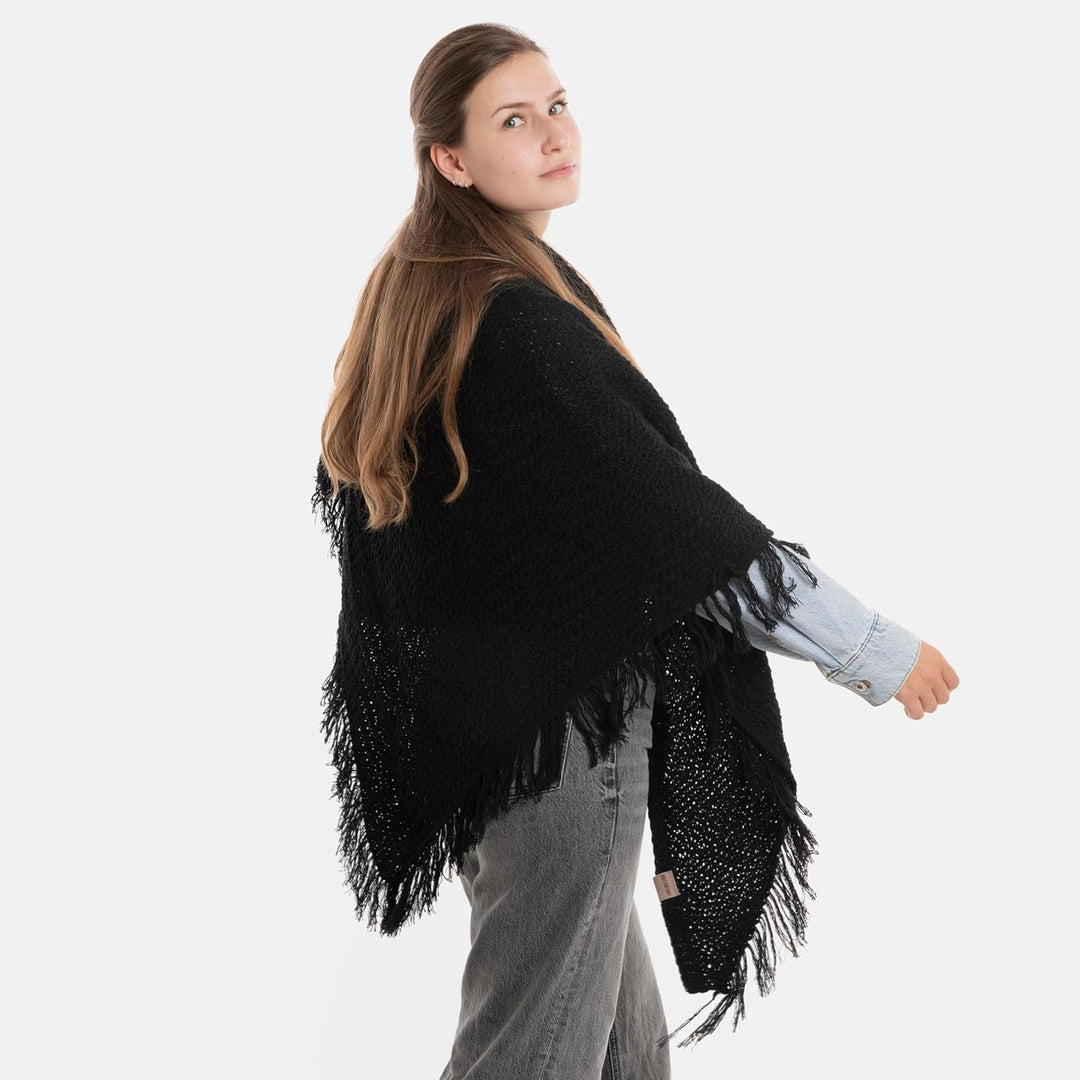 KNIT FACTORY - Dreiecksschal Amber - Damen Strickschal mit Wolle - Umschlagtuch für den Herbst und W