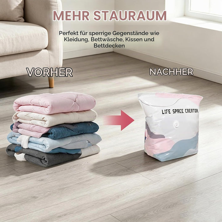 No‑Pump Vacuum Storage Bags, 4 Stücks Vakuumbeutel Ohne Pumpe, Vakuum-Aufbewahrungsbeutel Ohne Pumpe