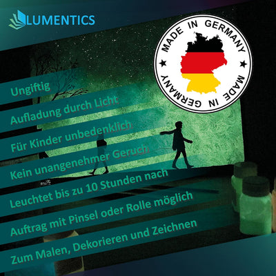 LUMENTICS Premium Leuchtfarbe Gelb 100g - Im Dunkeln leuchtende Malfarbe, Nachleuchtfarbe, nachleuch