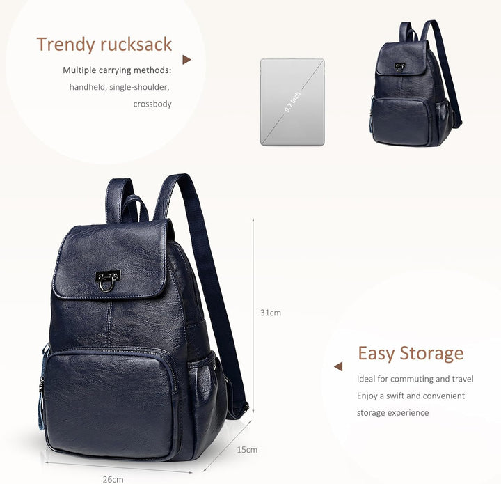 NICOLE & DORIS Damen Lederrucksack Lässiger Damenrucksack für Damen Rucksackbeutel für Damen Weinrot