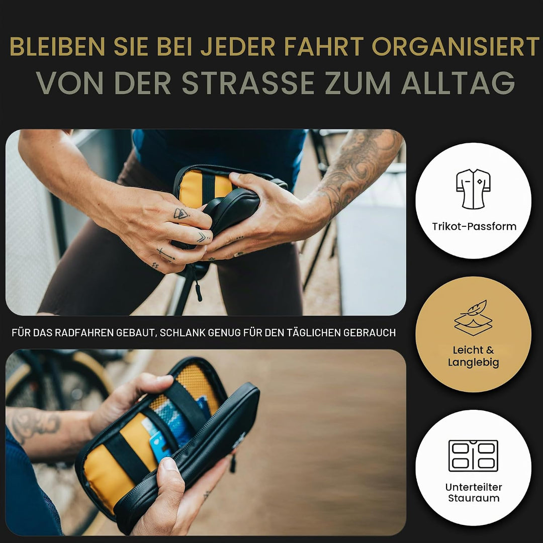 Lumiere &amp; Co. Fahrradtasche Wasserdicht – 9 × 14 cm Kompakte Radfahr-Börse mit Fächern für Karten, B