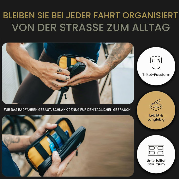 Lumiere &amp; Co. Fahrradtasche Wasserdicht – 9 × 14 cm Kompakte Radfahr-Börse mit Fächern für Karten, B