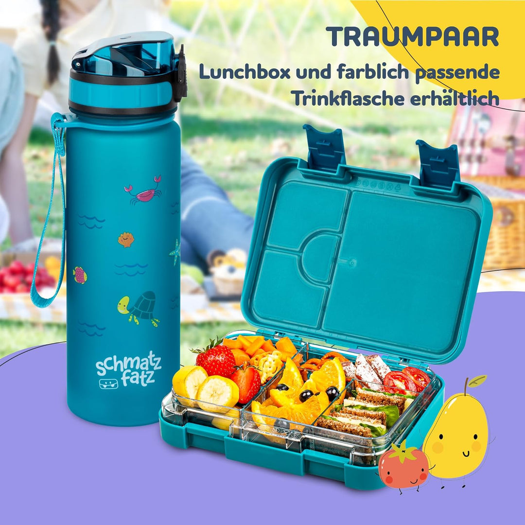 schmatzfatz Junior Brotdose Kinder mit Fächern, BPA Frei Lunchbox Kinder, Bento Box Kinder, Brotbox